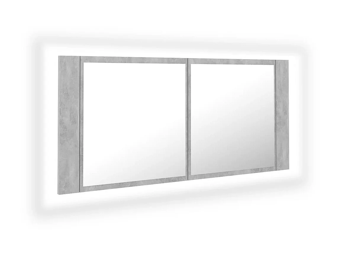Miroir de salle de bain à miroir LED Gris béton Acrylique WVGQ3786