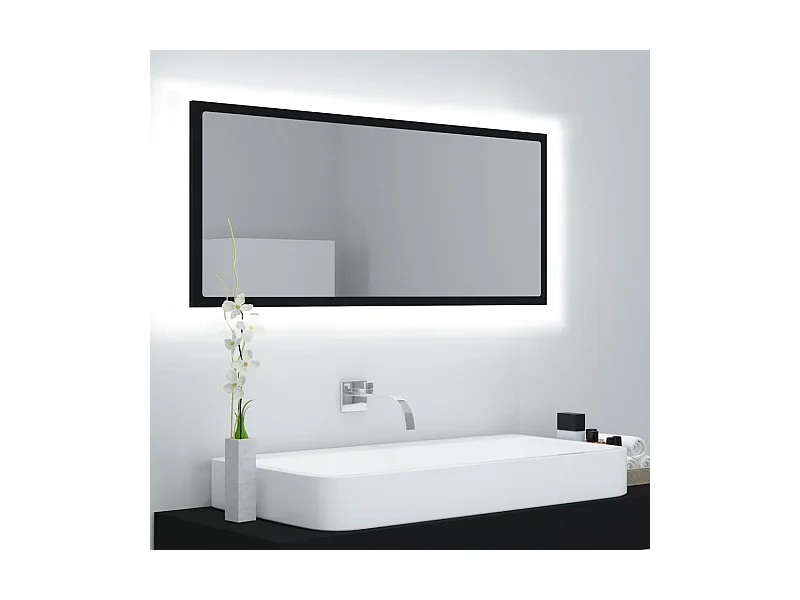 Espejo de baño LED acrílico negro 100x8,5x37 cm ES347493