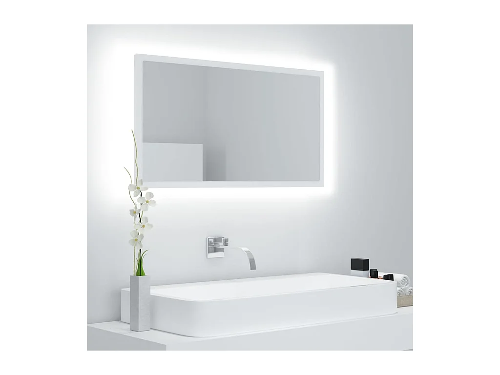 Miroir à LED de salle de bain Blanc 80x8,5x37 cm Acrylique WVGQ4296