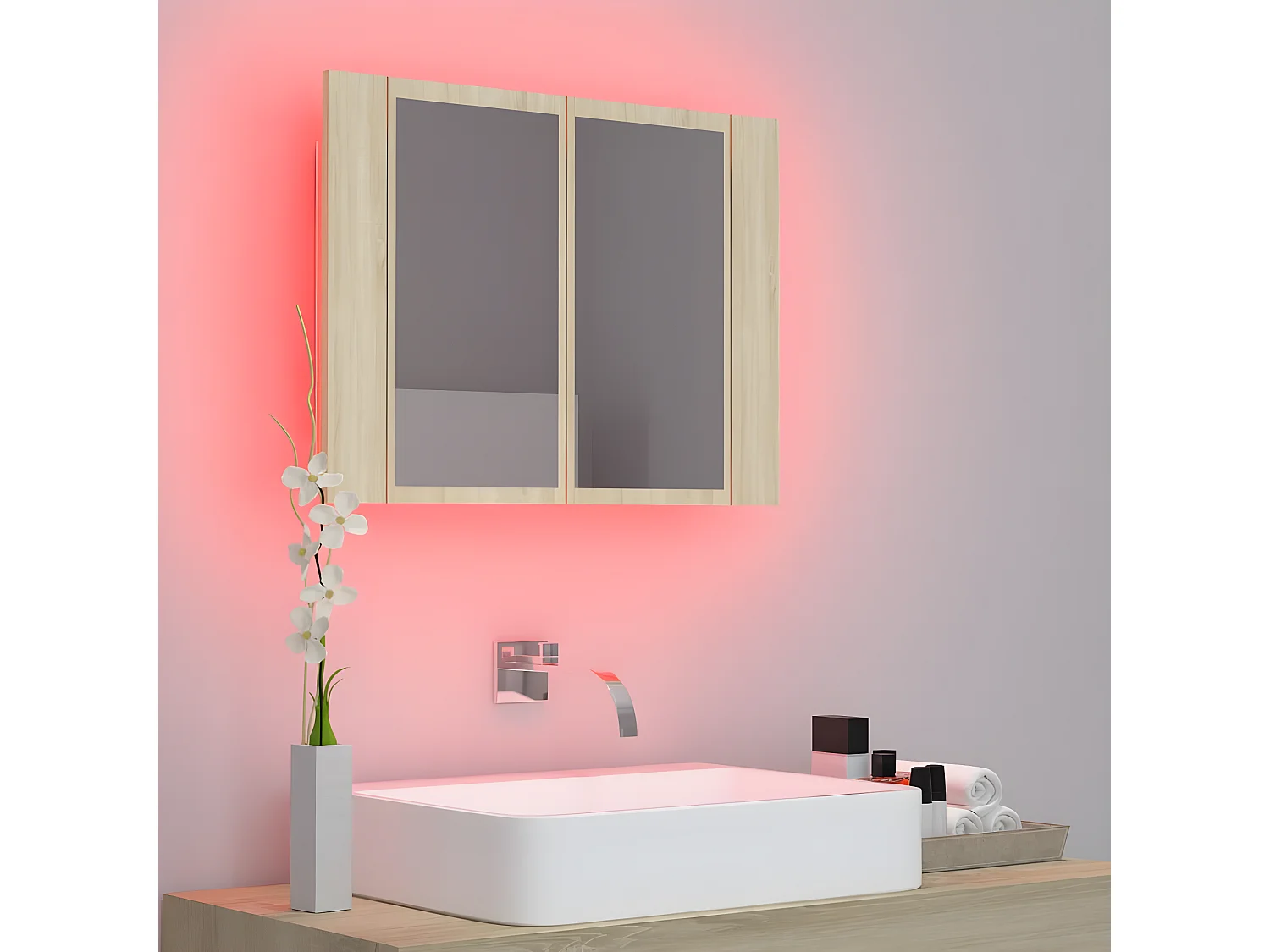 Miroir à LED de bain Chêne sonoma 60x12x45 Acrylique WVGQ9746