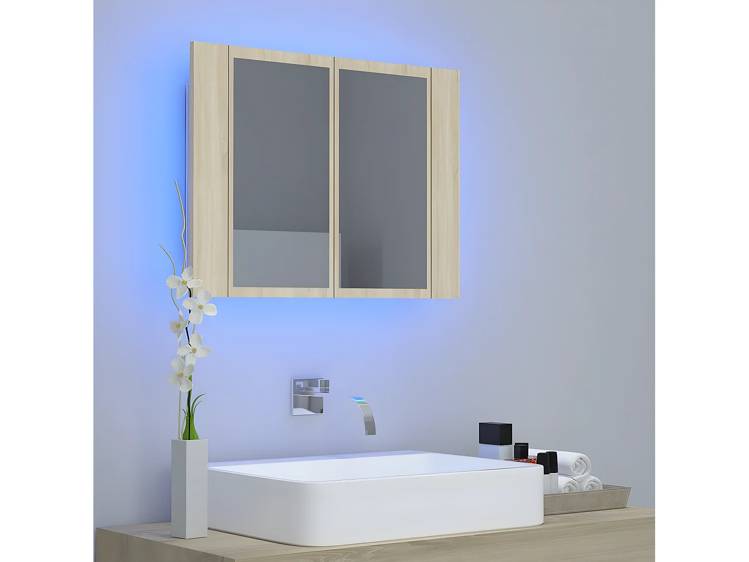 Miroir à LED de bain Chêne sonoma 60x12x45 Acrylique WVGQ9746