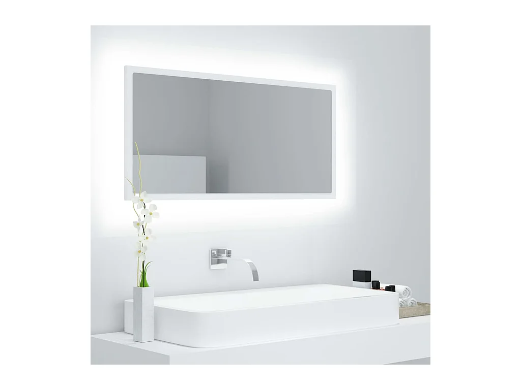 Miroir à LED de salle de bain Blanc 90x8,5x37 cm Acrylique WVGQ2834