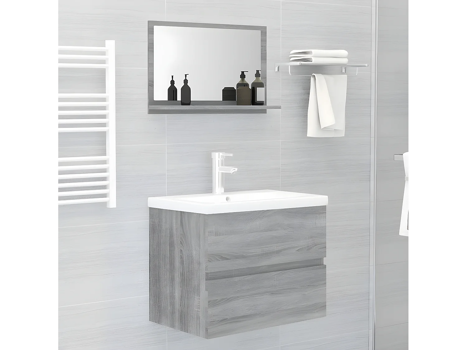 Miroir de bain Sonoma gris 60x10,5x37 cm Bois d'ingénierie WVGQ1798