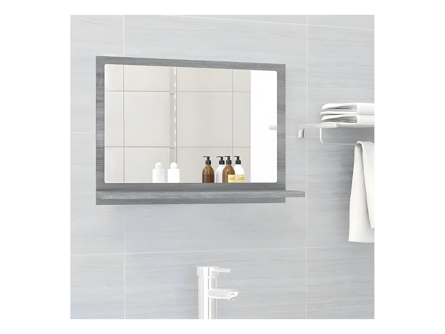 Miroir de bain Sonoma gris 60x10,5x37 cm Bois d'ingénierie WVGQ1798