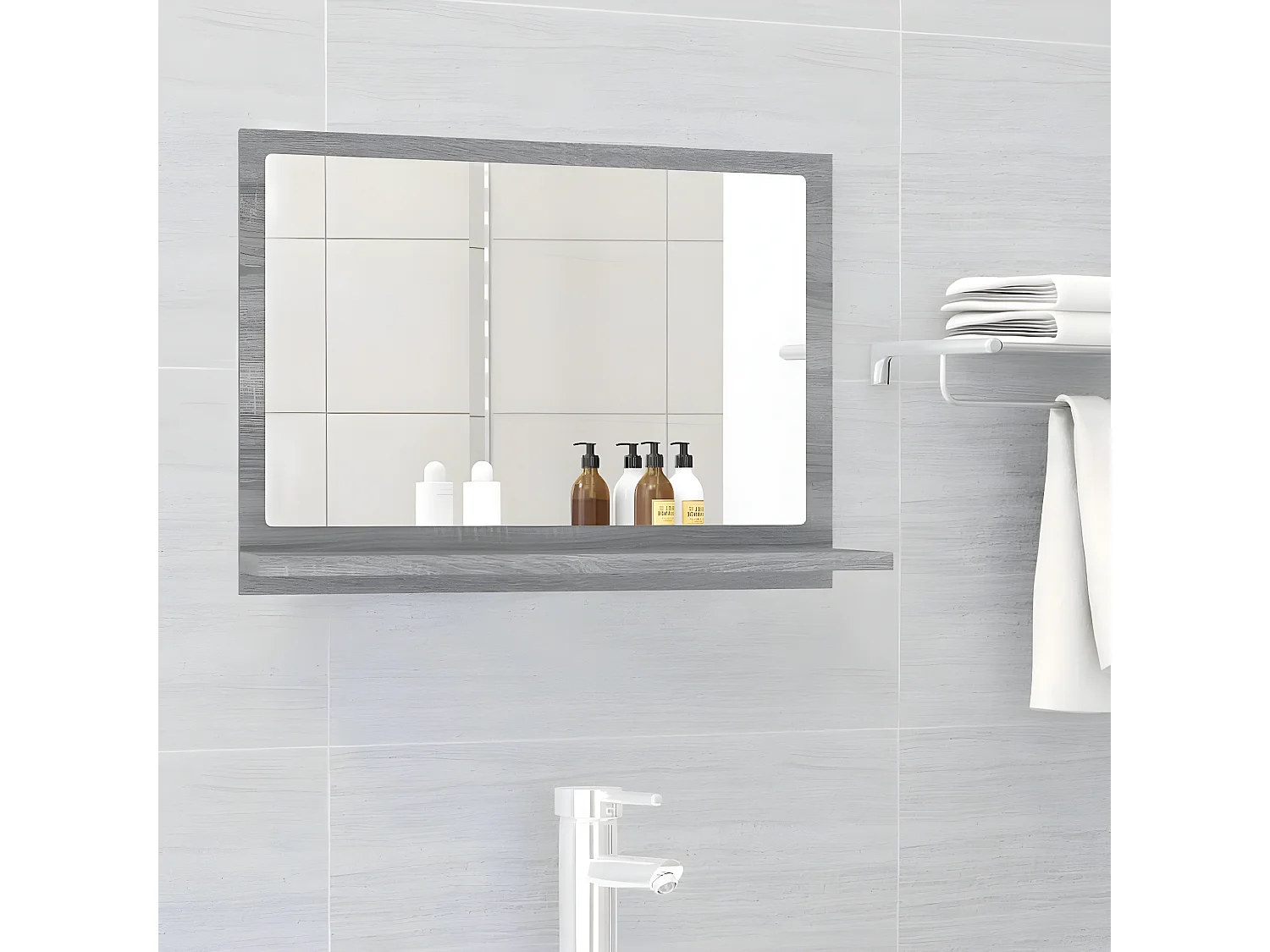 Miroir de bain Sonoma gris 60x10,5x37 cm Bois d'ingénierie WVGQ1798
