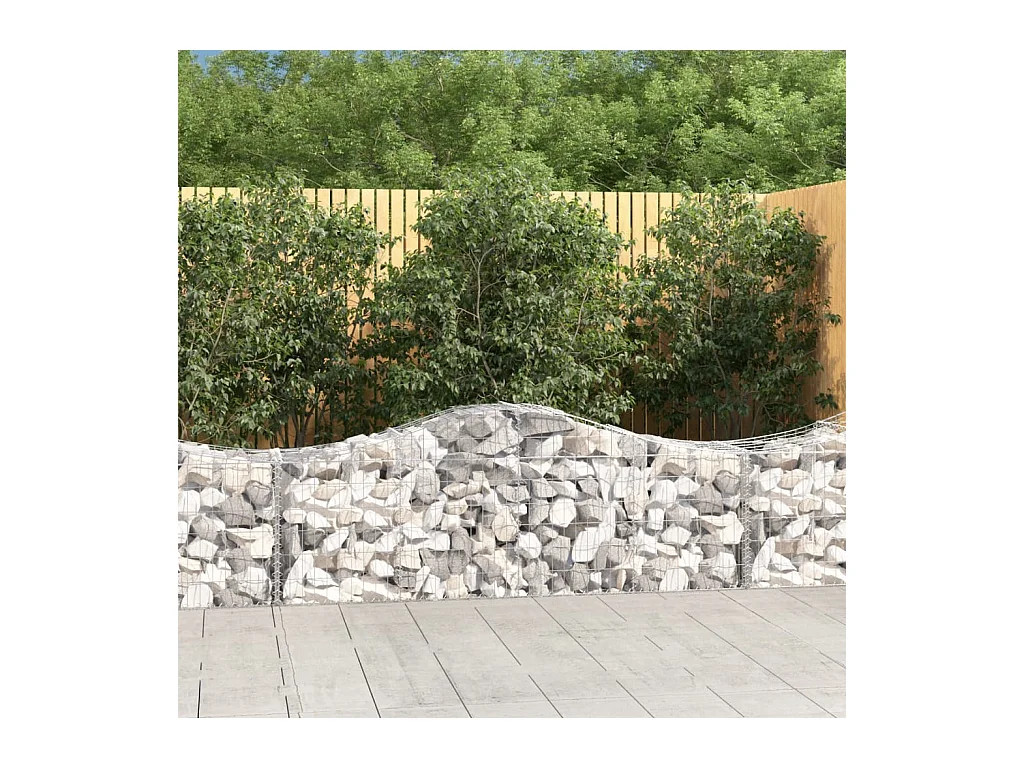 Paniers à gabions arqués 2 pcs 200x50x60/80 cm Fer galvanisé WVGQ1802