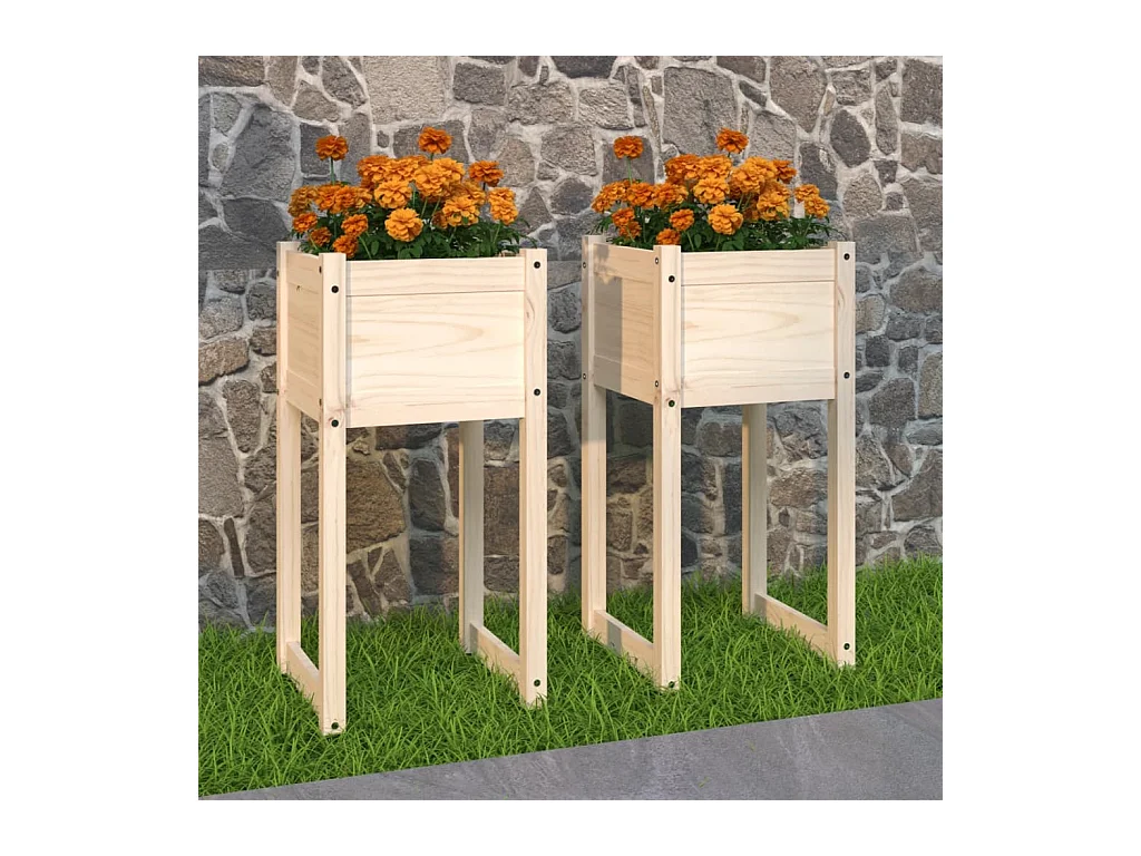 Jardinières 2 pcs 40x40x81 cm Bois massif de pin BE9926