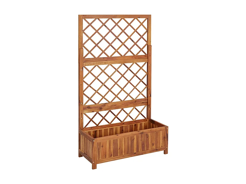 Jardinera con enrejado madera maciza de acacia 85x38x150 cm ES44660