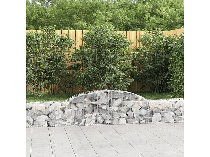 Cestas de gaviones 2 uds forma de arco hierro 300x30x40/60 cm ES14866