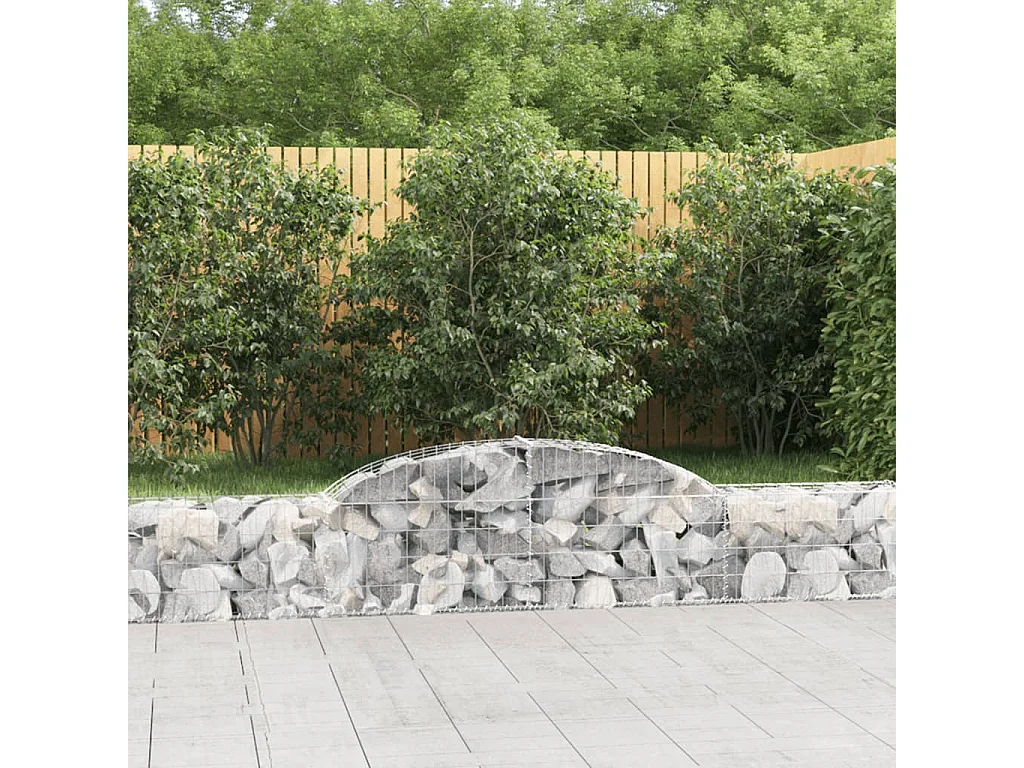 Cestas de gaviones 2 uds forma de arco hierro 300x30x40/60 cm ES14866