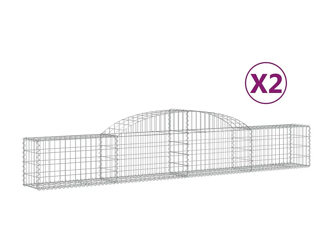 Paniers à gabions arqués 2 pcs 300x30x40/60 cm fer galvanisé WVGQ4081