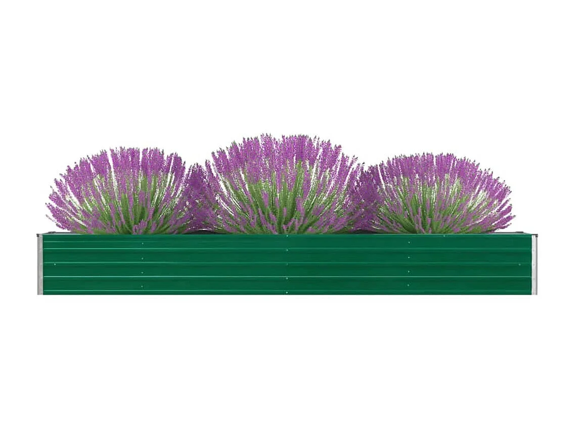 Jardinera de jardín de acero galvanizado verde 320x40x45 cm ES93130