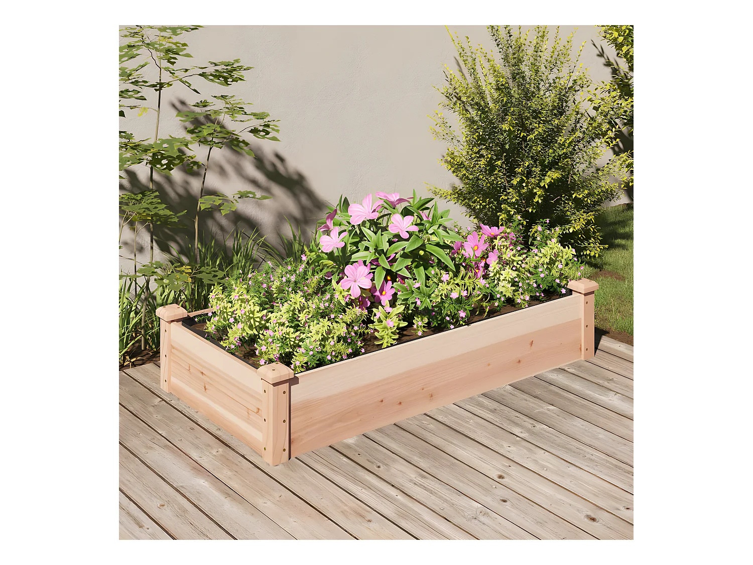 Jardinera arriate con forro madera maciza abeto 120x60x25 cm ES26897