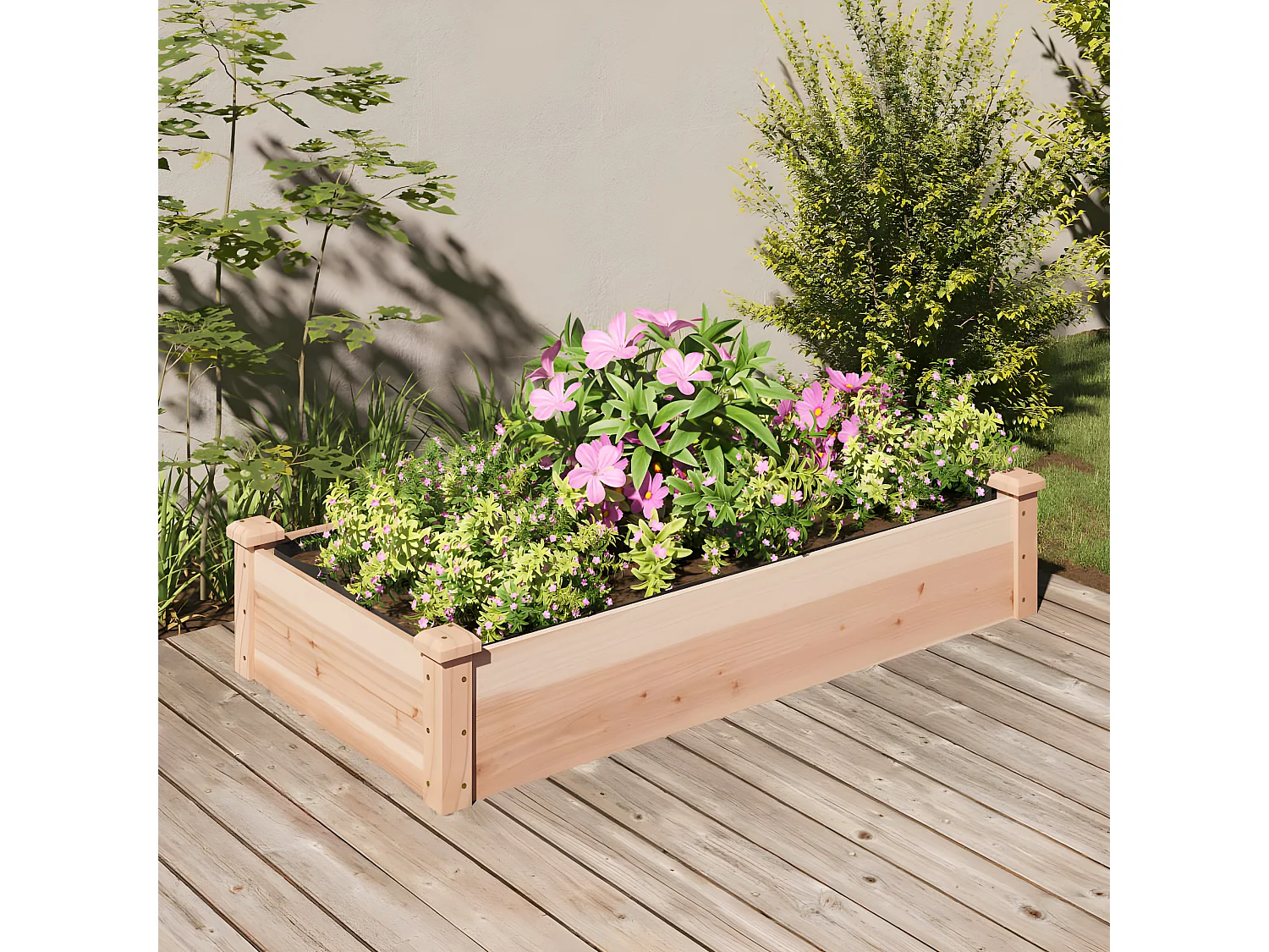 Jardinera arriate con forro madera maciza abeto 120x60x25 cm ES26897
