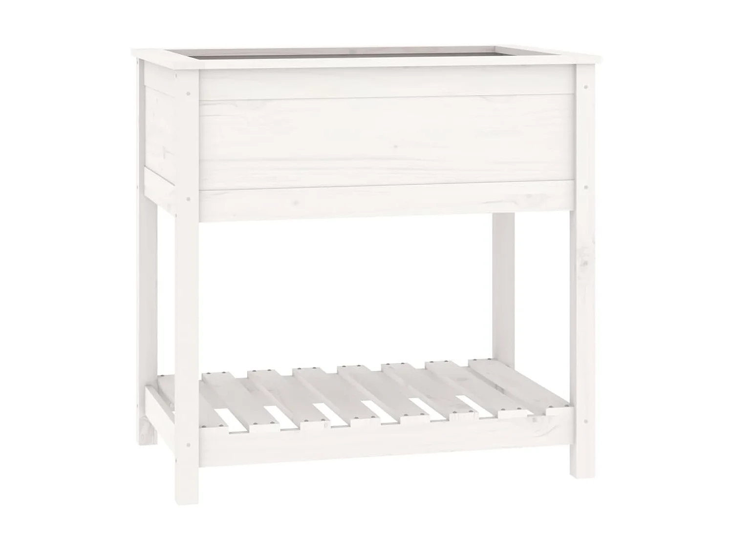 Jardinera con estante madera maciza de pino blanco 82,5x54x81cm ES83048