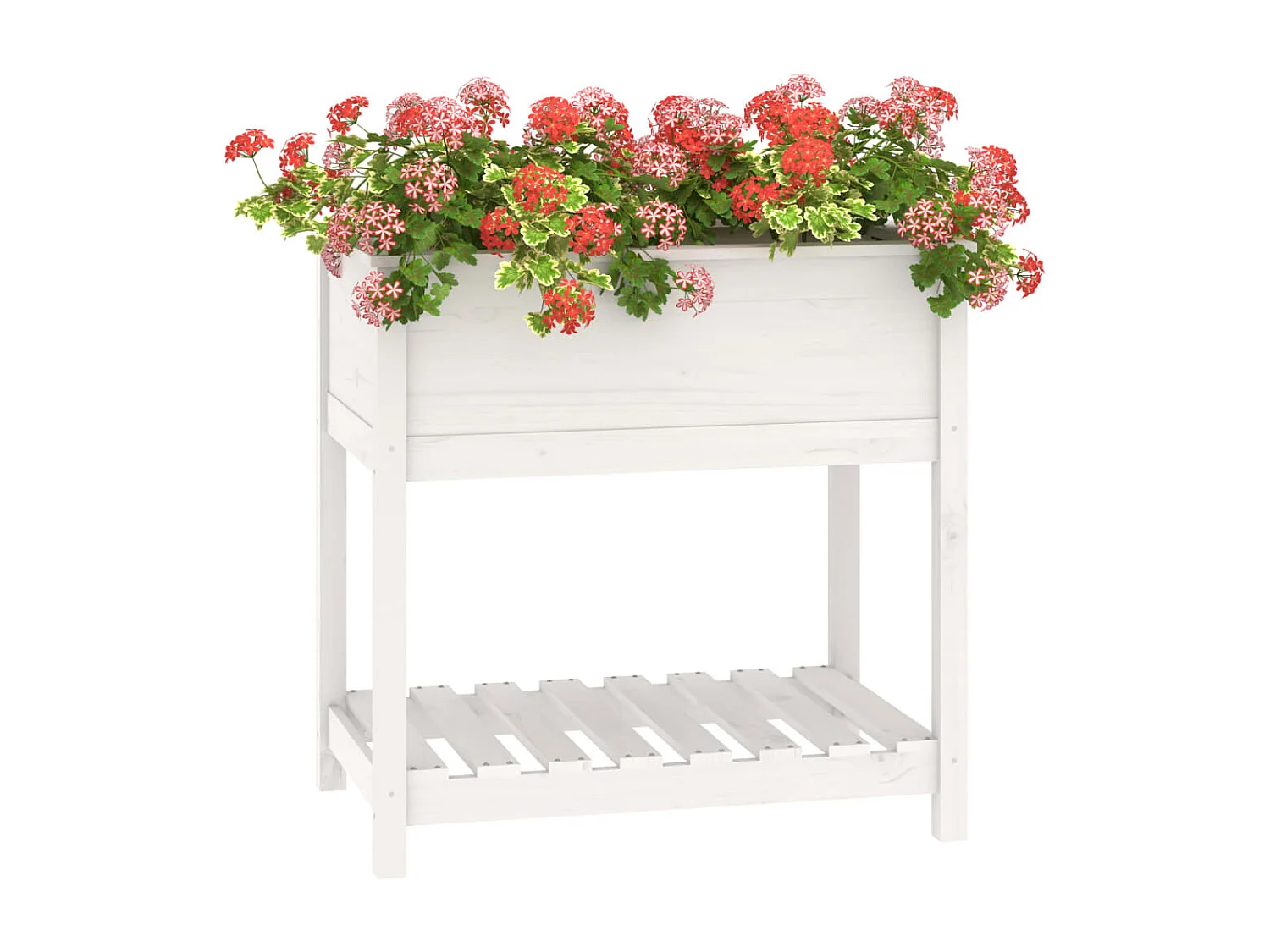 Jardinera con estante madera maciza de pino blanco 82,5x54x81cm ES83048