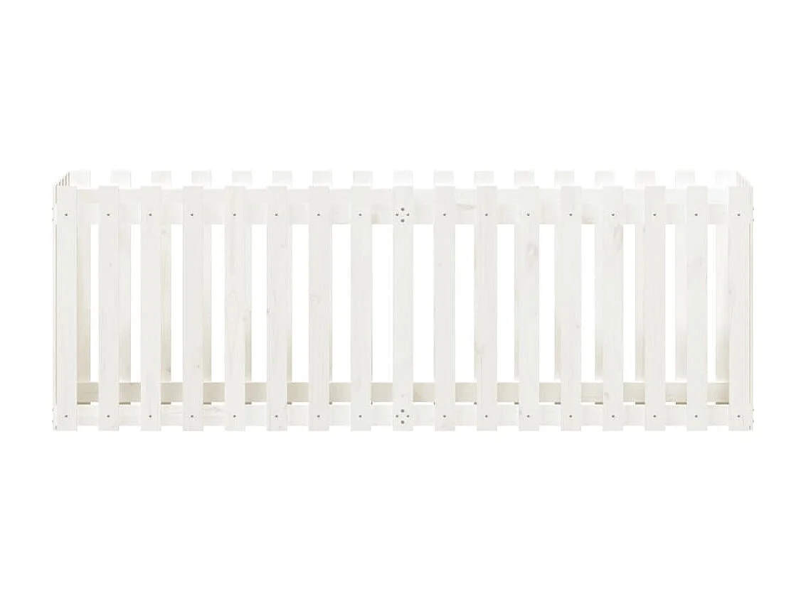 Jardinera elevado jardín con valla madera pino blanco 200x50x70cm ES12863