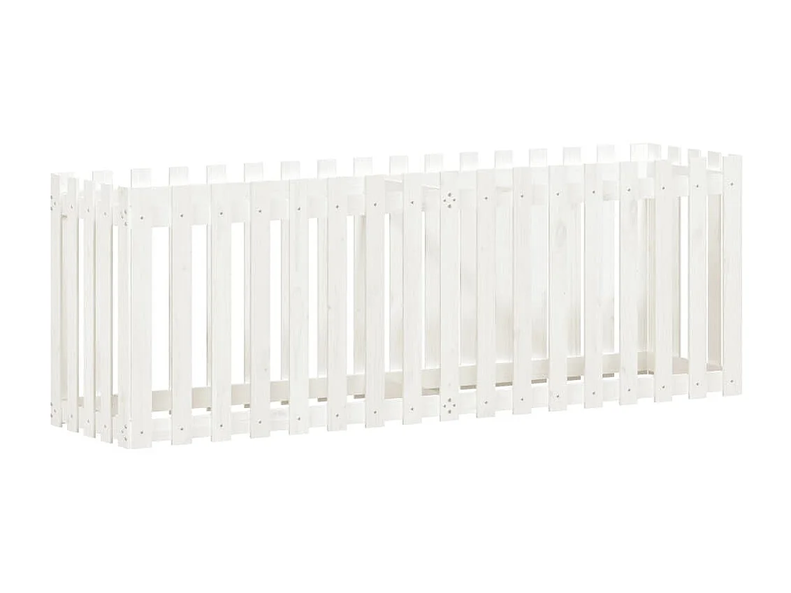 Jardinera elevado jardín con valla madera pino blanco 200x50x70cm ES12863