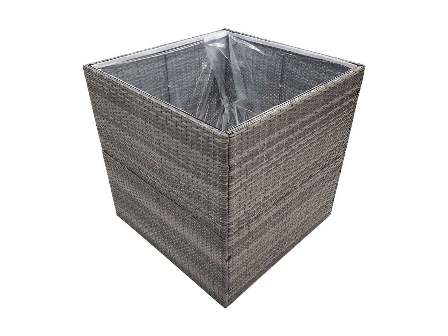 Vaso/floreira de jardim 80x80x80 cm vime PE cinzento PT423176