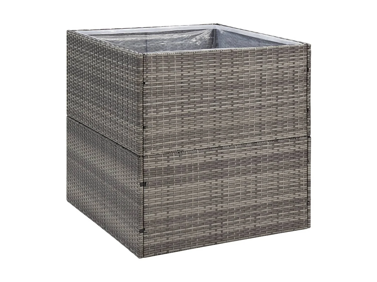 Jardinière Gris 80x80x80 cm Résine tressée BE8544