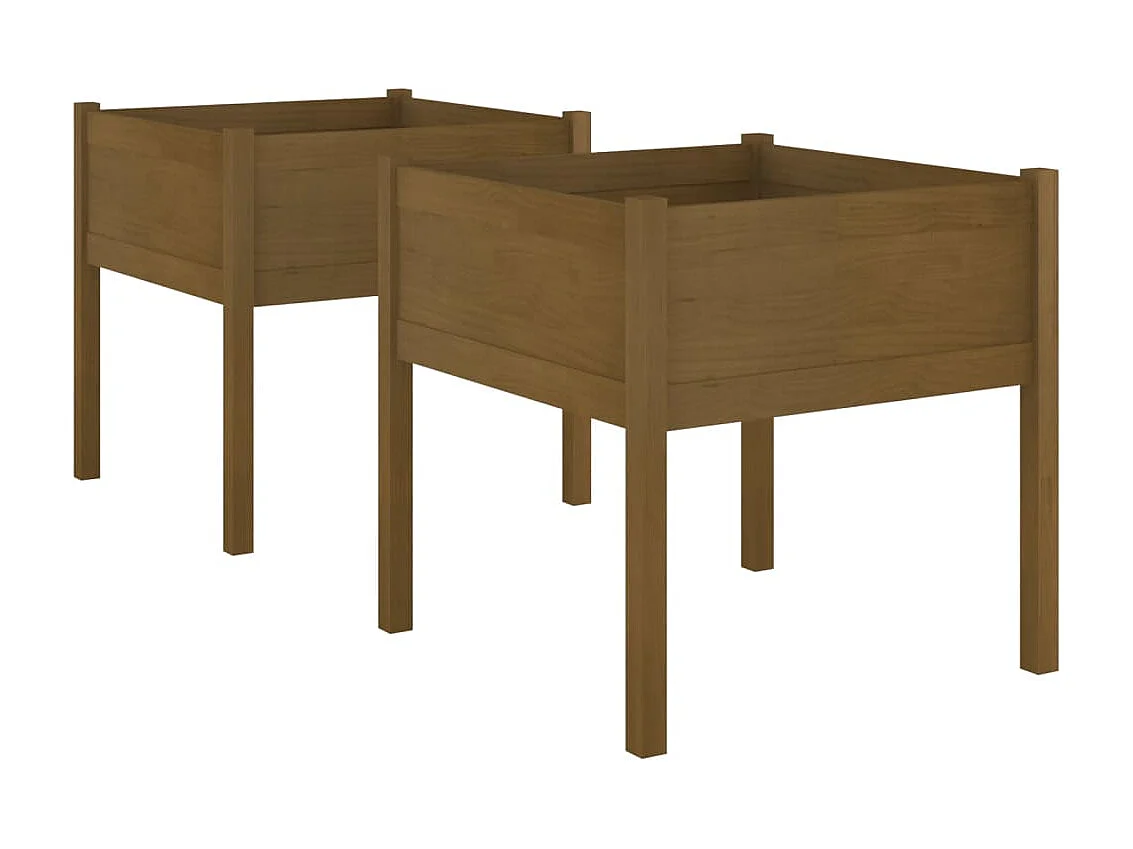 Jardinières 2 pcs Marron miel 70x70x70 cm Bois de pin massif BE6378
