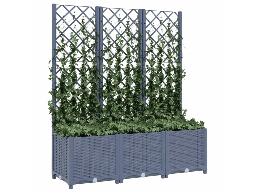 Jardinière avec treillis Gris foncé 120x40x136 cm PP BE4397