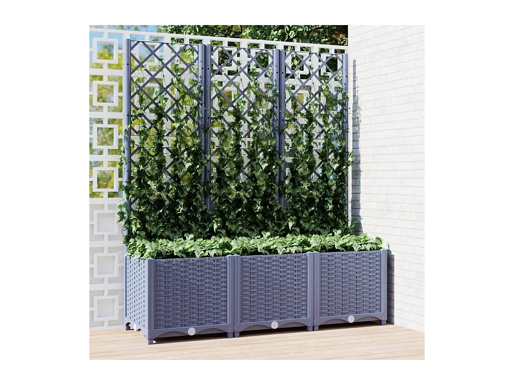 Jardinière avec treillis Gris foncé 120x40x136 cm PP BE4397