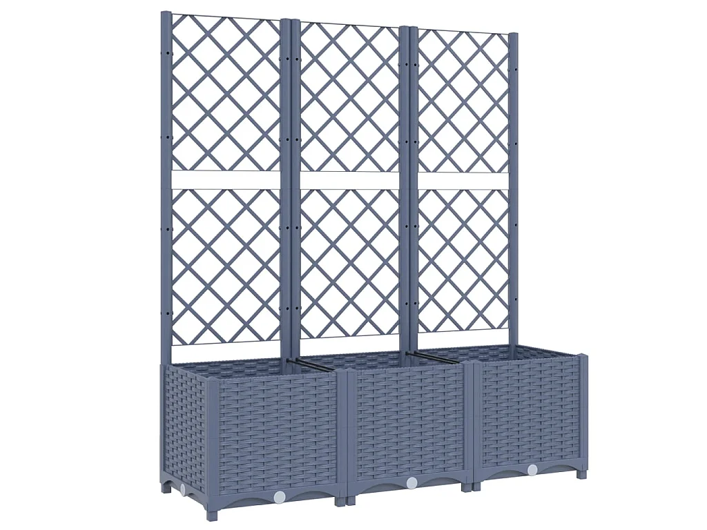 Jardinière avec treillis Gris foncé 120x40x136 cm PP BE4397