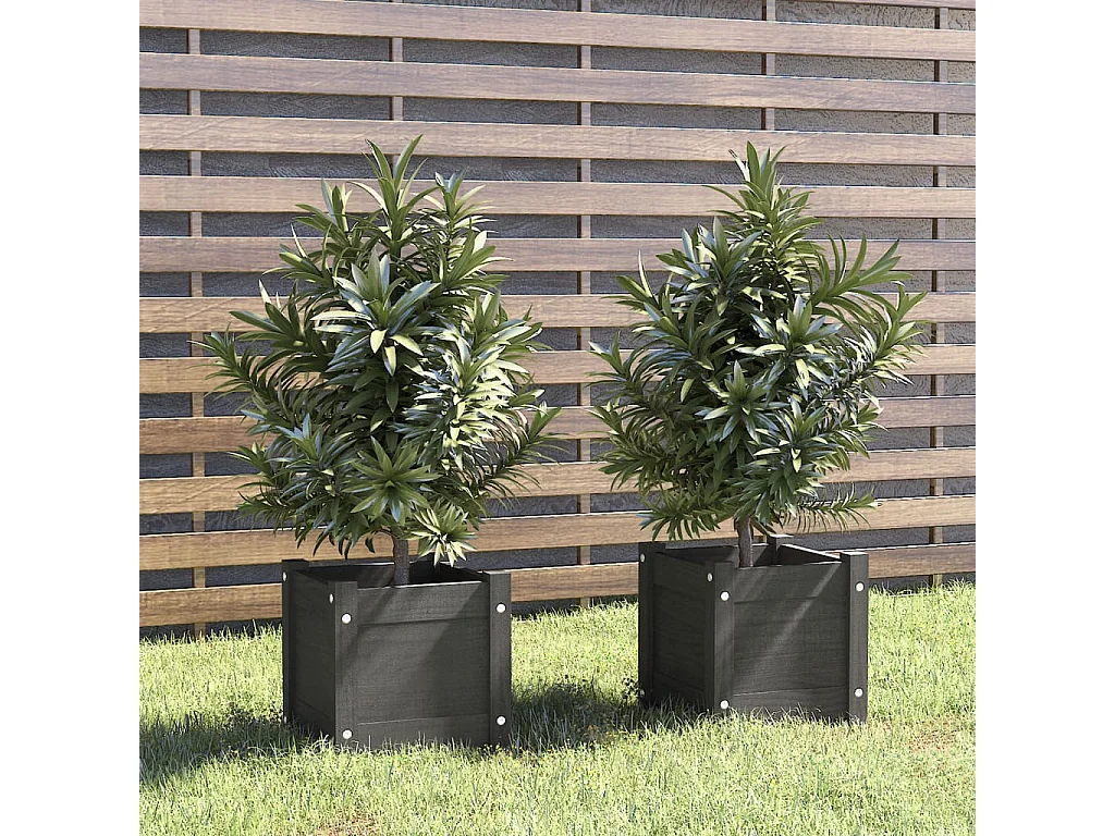 Jardinières d'extérieur 2 pcs Gris 31x31x31 cm Bois de pin BE6747