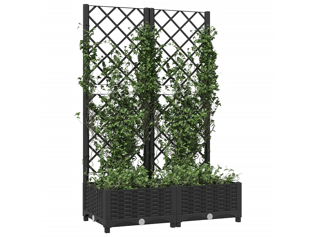 Vaso/floreira jardim c/ treliça 80x40x121,5 cm PP preto PT510155