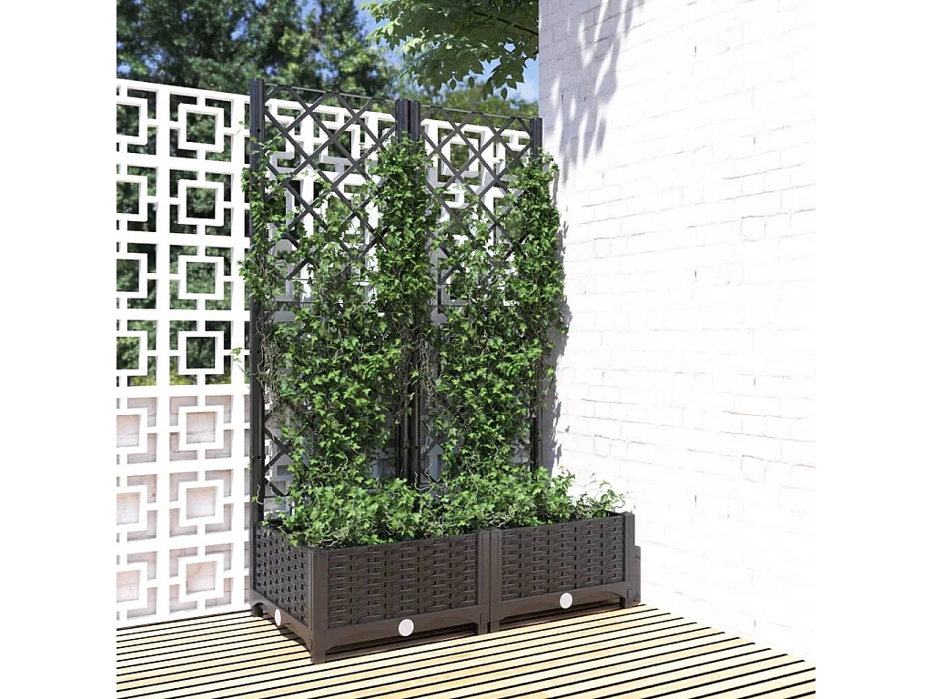 Jardinière avec treillis Noir 80x40x121,5 cm PP BE7137