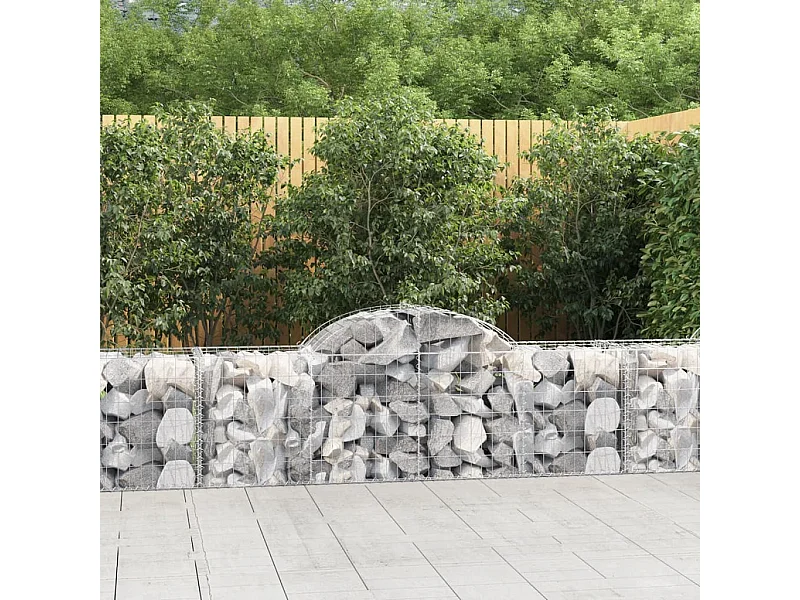 Paniers à gabions arqués 2 pcs 200x50x60/80 cm Fer galvanisé WVGQ2068
