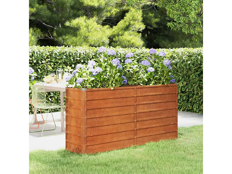 Jardinera oxidado de acero corten 160x40x77 cm ES98866