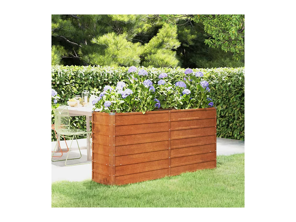 Jardinera oxidado de acero corten 160x40x77 cm ES98866