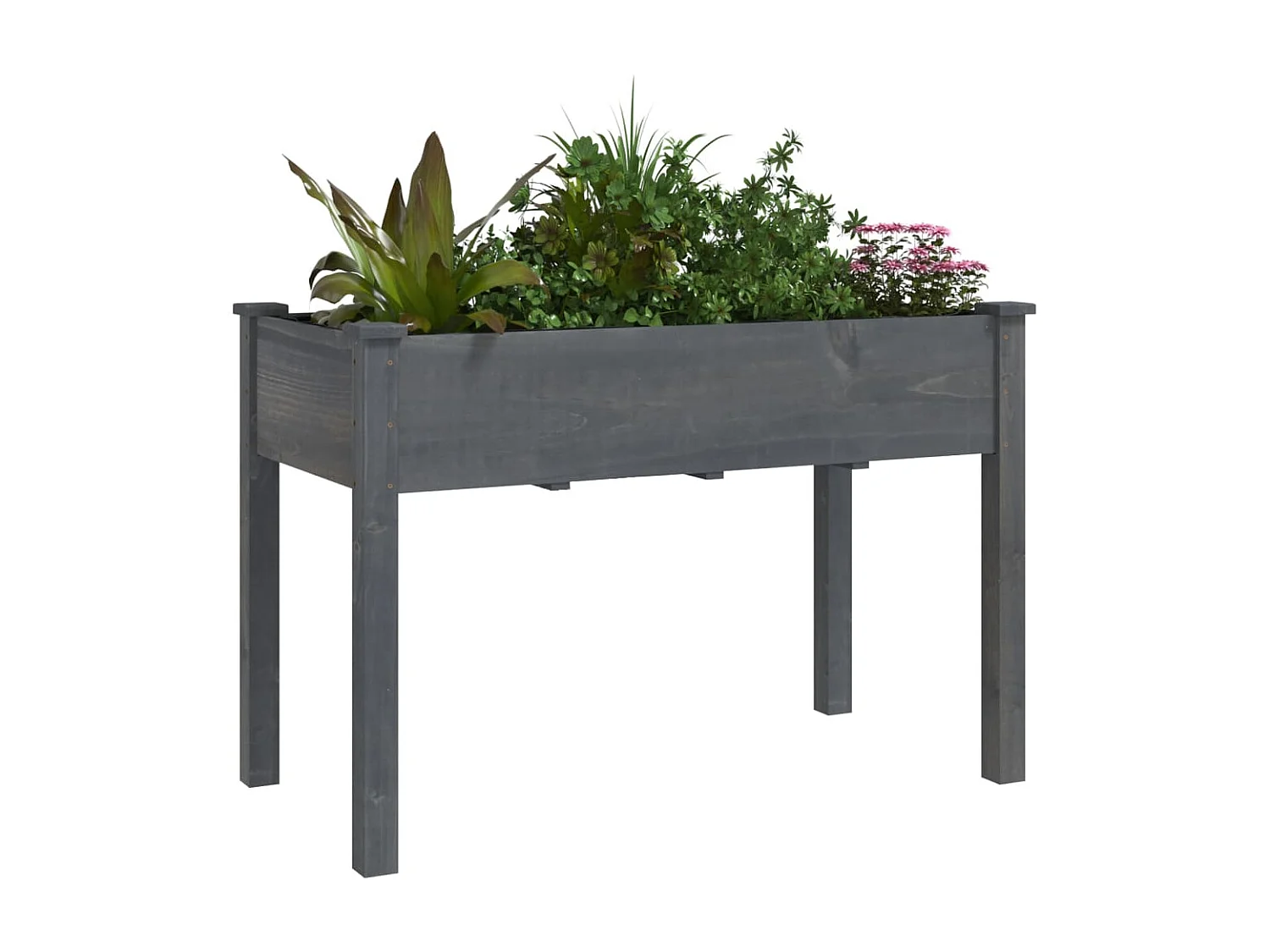Jardinière avec doublure gris 118x59x76 cm bois massif de sapin WVGQ3896