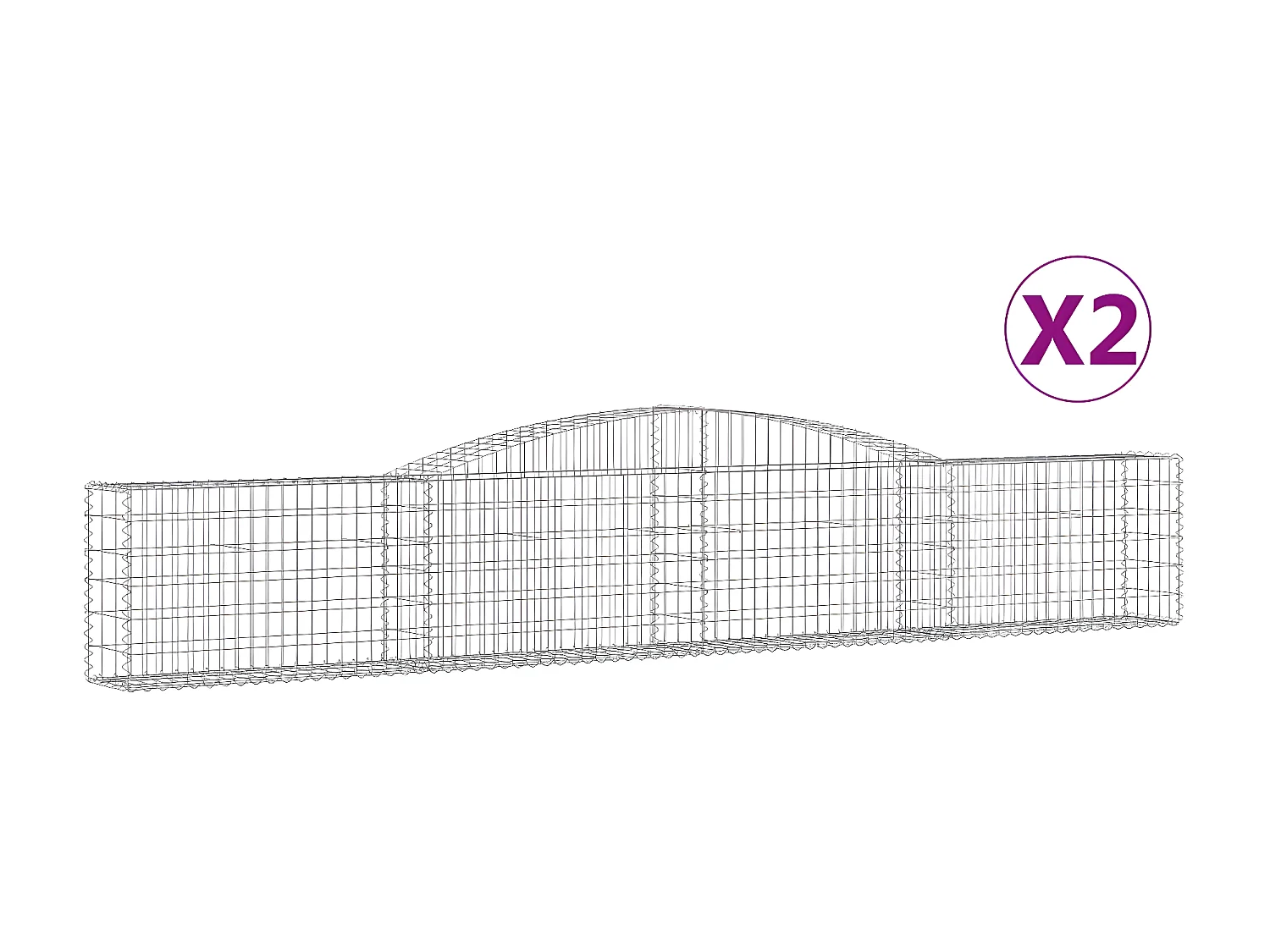 Cestas de gaviones 2 uds forma de arco hierro 400x30x60/80 cm ES92621