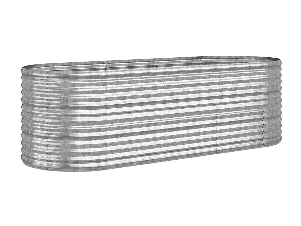 Canteiro elevado jardim 224x80x68cm aço revestido a pó prateado PT499329