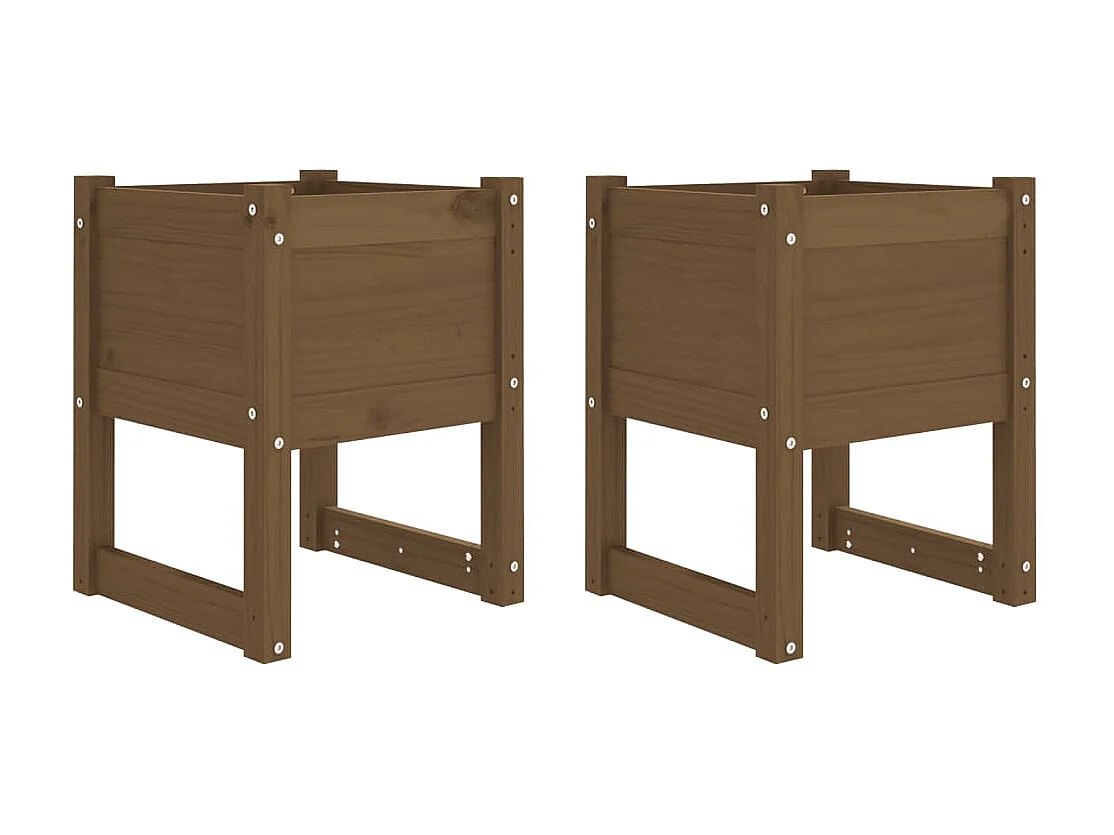 Jardinières 2 pcs Marron miel 40x40x52,5 cm Bois massif de pin BE3644
