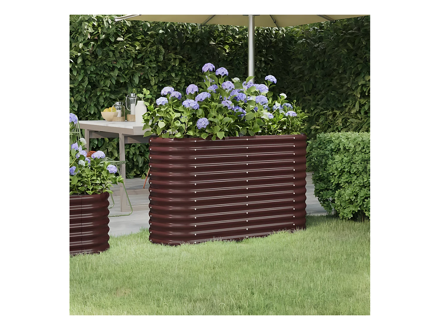 Jardinera arriate acero recubrimiento polvo marrón 114x40x68 cm ES49144