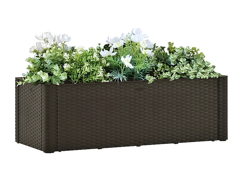 Jardinera con sistema de riego automático moca 100x43x33 cm ES66582