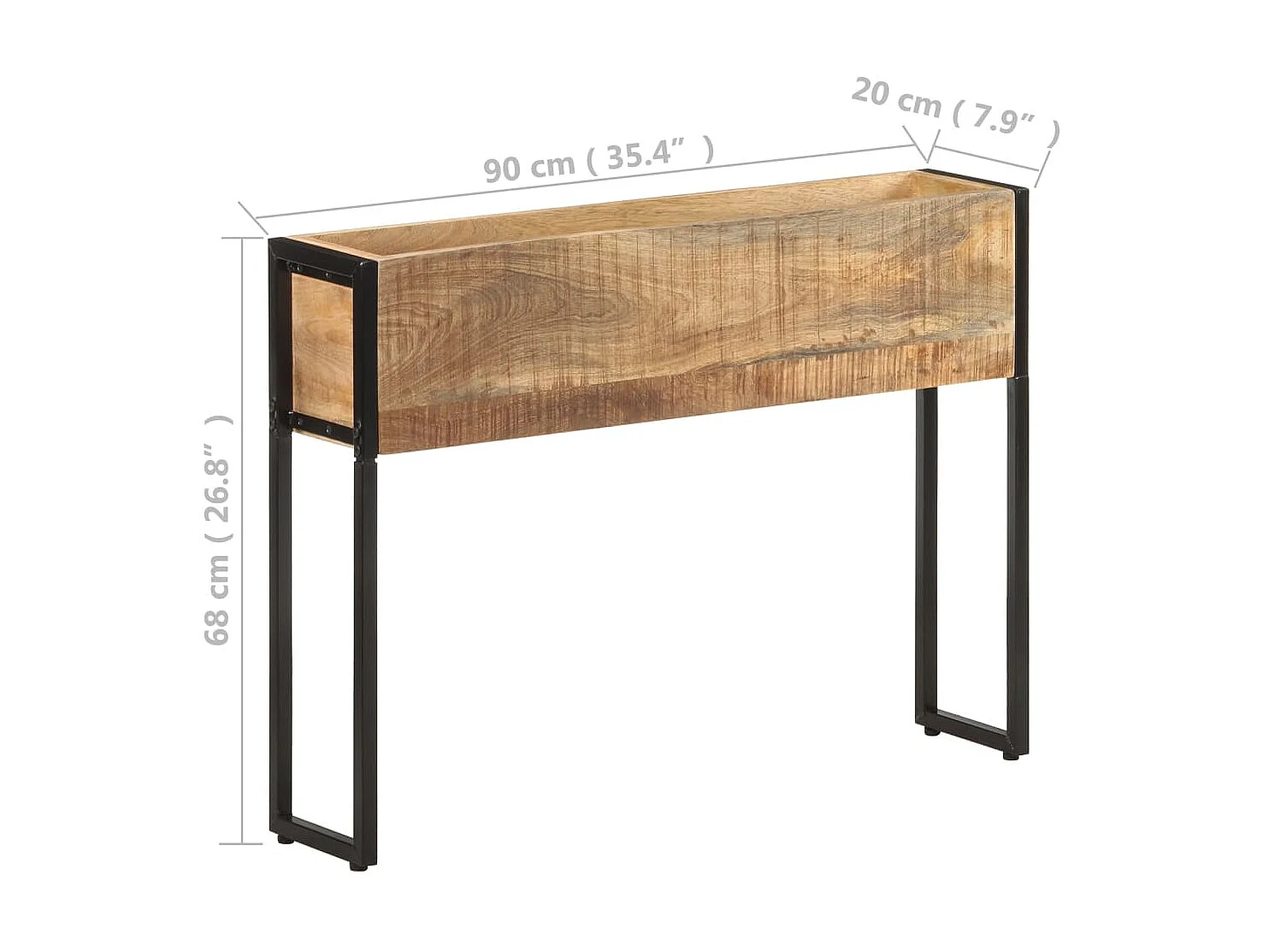 Jardinière 90x20x68 cm Bois de manguier brut BE1071