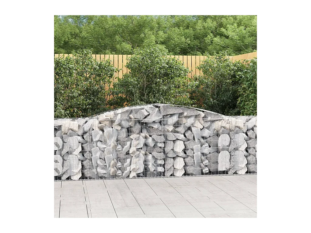 Paniers à gabions arqués 2 pcs 400x50x80/100 cm Fer galvanisé WVGQ1011