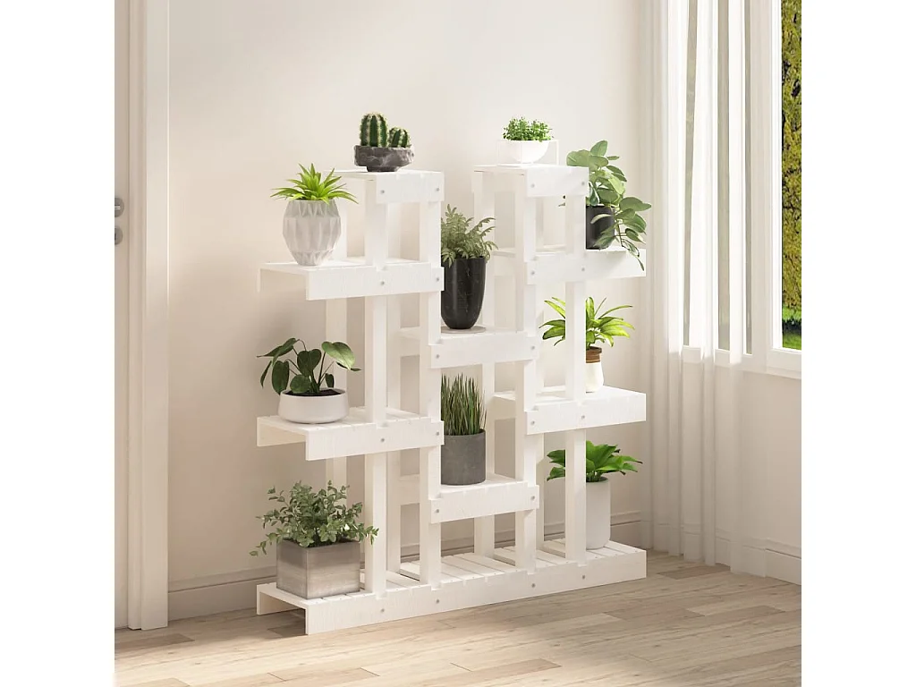 Soporte para plantas madera maciza pino blanco 104,5x25x109,5cm ES22671