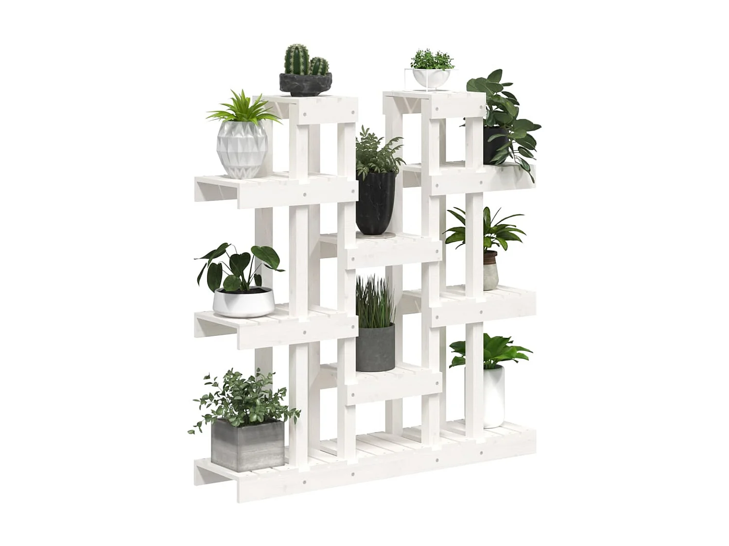 Jardinière Support à plantes Blanc 104,5x25x109,5 cm Bois massif de pin WVGQ7519