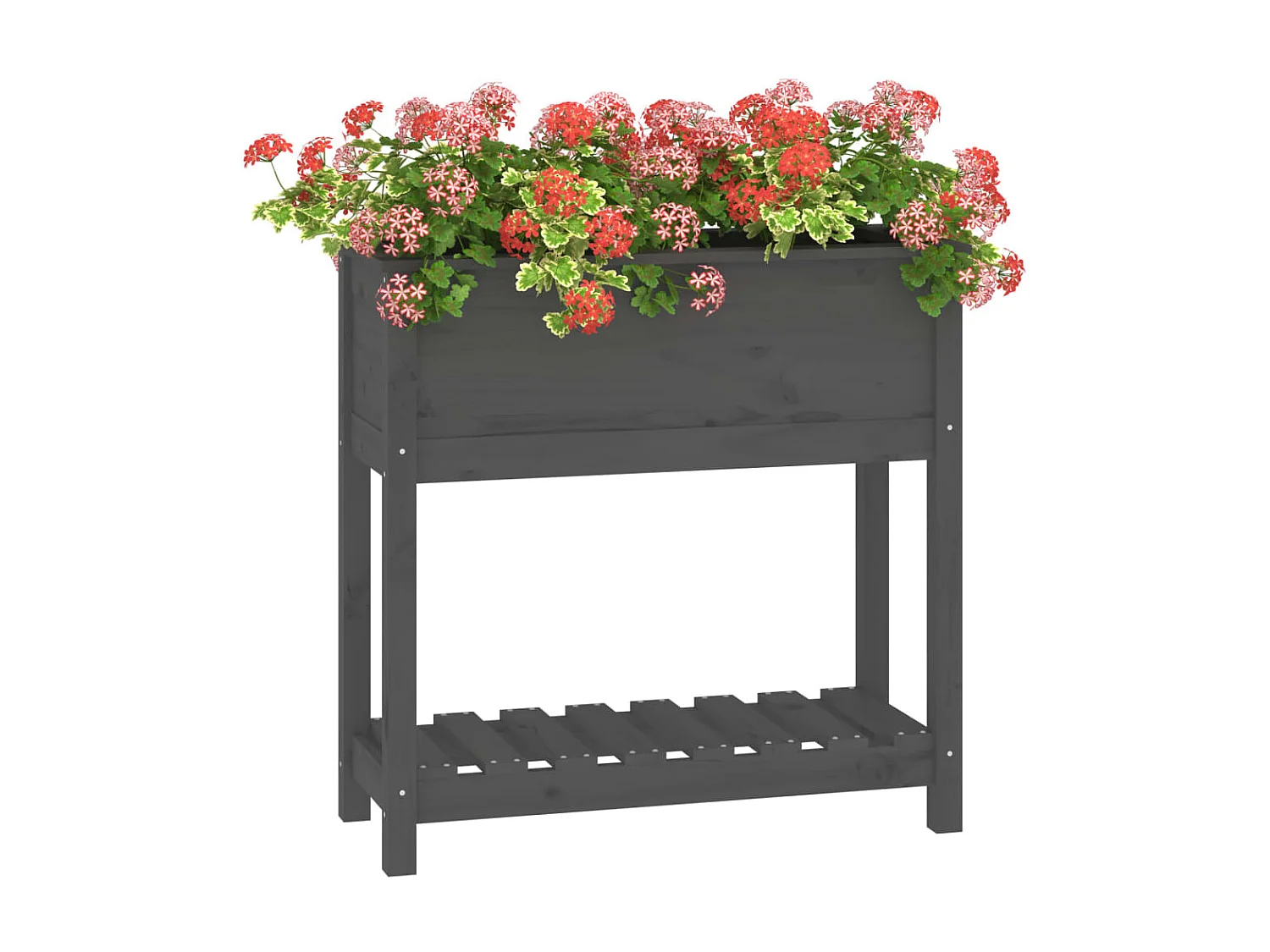 Jardinière avec étagère Gris 82,5x34,5x81 cm Bois massif de pin BE7951