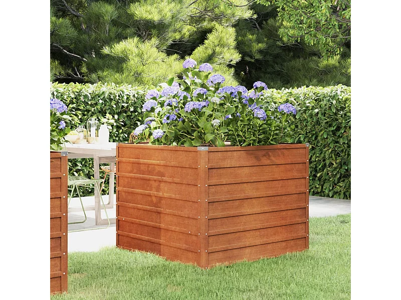 Canteiro de jardim 100x100x77 cm aço corten cor enferrujado PT526698
