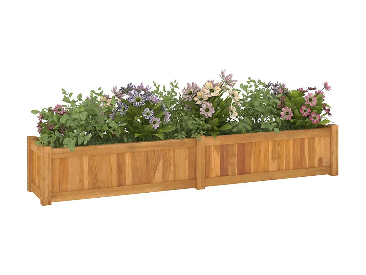 Jardinera de madera maciza de teca 150x30x25 cm ES60434