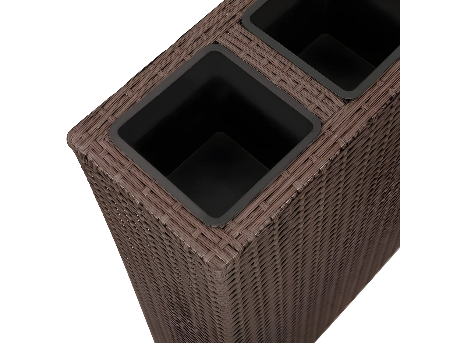 Jardinera alta con 4 macetas ratán sintético marrón ES87616