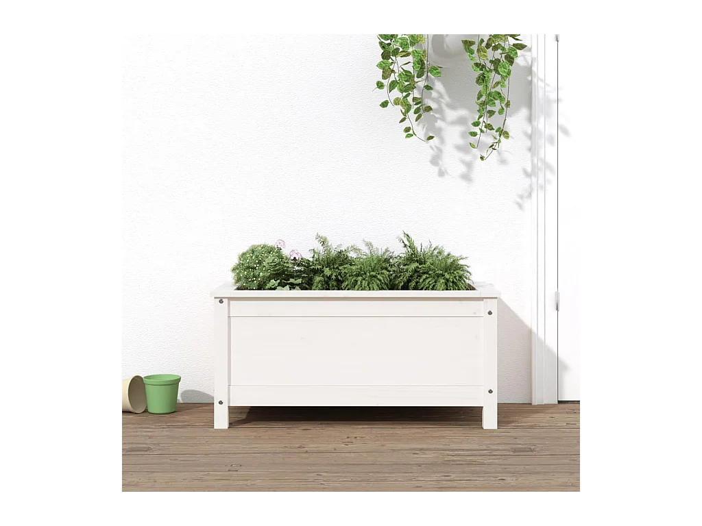 Jardinière blanc 82,5x40x39 cm bois massif de pin BE2702