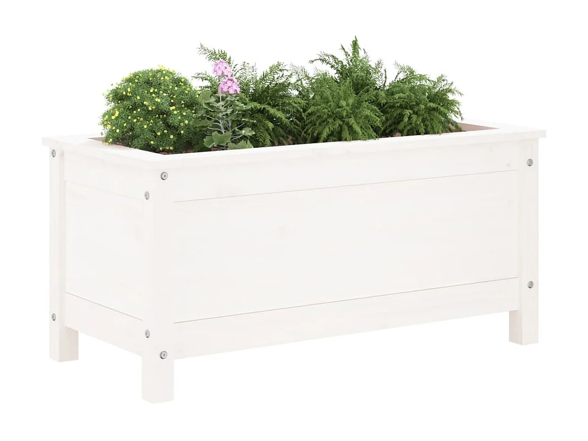 Jardinière blanc 82,5x40x39 cm bois massif de pin BE2702